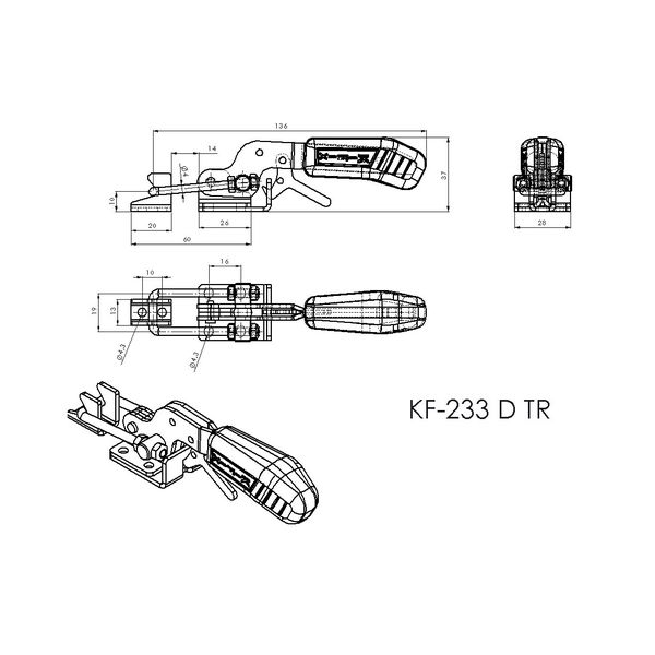 Grampo de Aperto Rápido Tensor KIFIX KF233 DTR 160Kgf 100