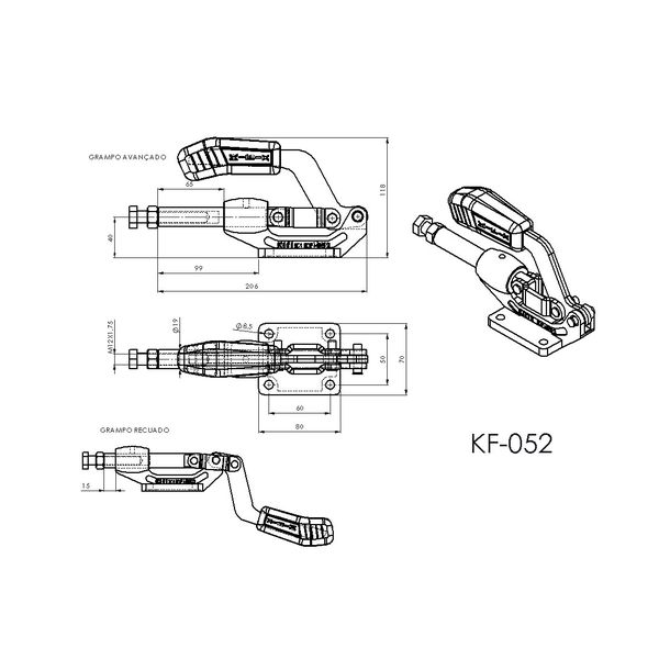 Grampo de Aperto Rápido Torpedo KIFIX KF052 700Kgf 100% Nacional