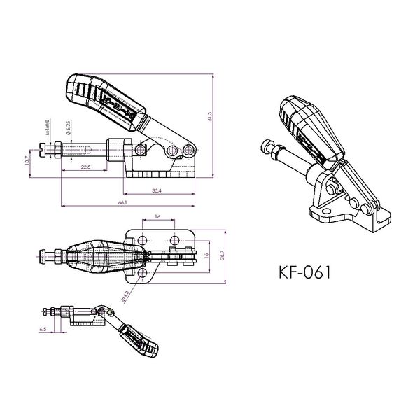 Kit 4 Peças Grampo de Aperto Rápido Torpedo KIFIX KF061 50Kgf 100