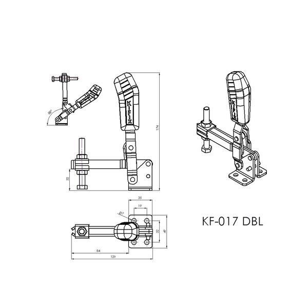 Grampo de Aperto Rápido Vertical KIFIX KF017 DBL 150Kgf 100