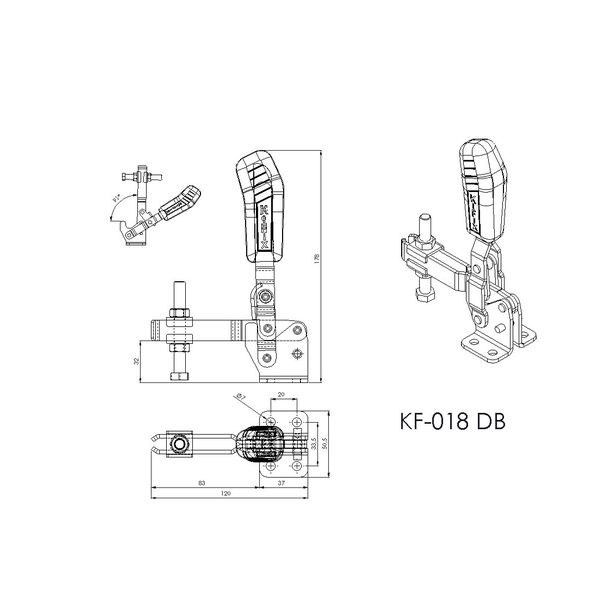 Grampo de Aperto Rápido Vertical KIFIX KF018 DB 250Kgf 100