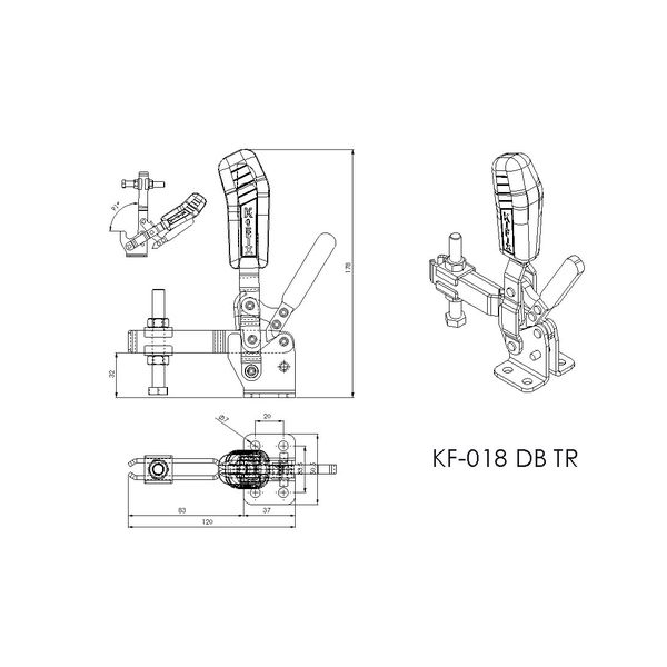 Grampo de Aperto Rápido Vertical KIFIX KF018 DB TR 250Kgf 100