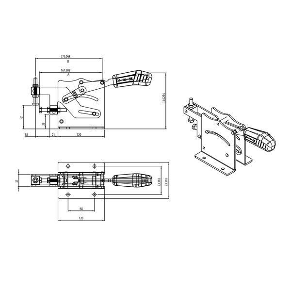 Grampo de Aperto Rápido de Fixação Dupla KIFIX KF686 D 300Kgf