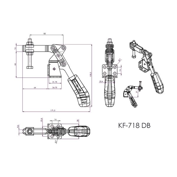 Grampo de Aperto Rápido Vertical KIFIX KF718 DB 170Kgf | Kifix