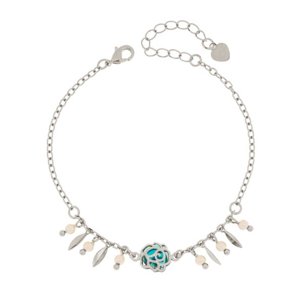 Pulseira Coração Verde (Banho Prata)