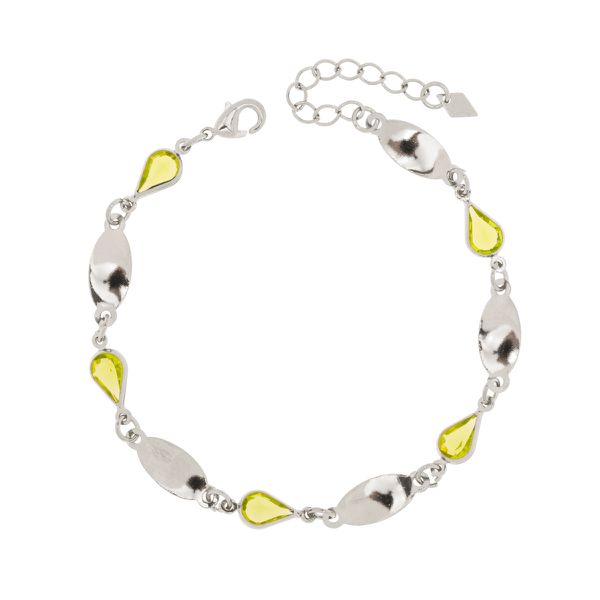 Pulseira Diamante Verde (Banho Prata)