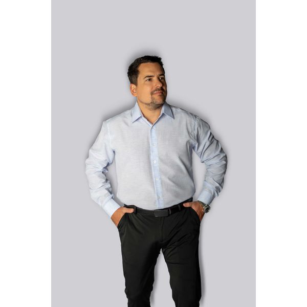 Camisa Social Azul Claro Slim Manga Longa - King Ternos