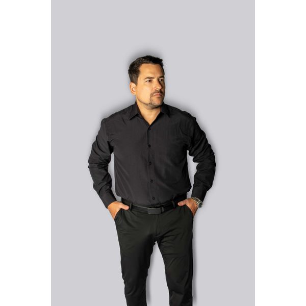 Camisa Social Preta Slim Manga Longa - King Ternos