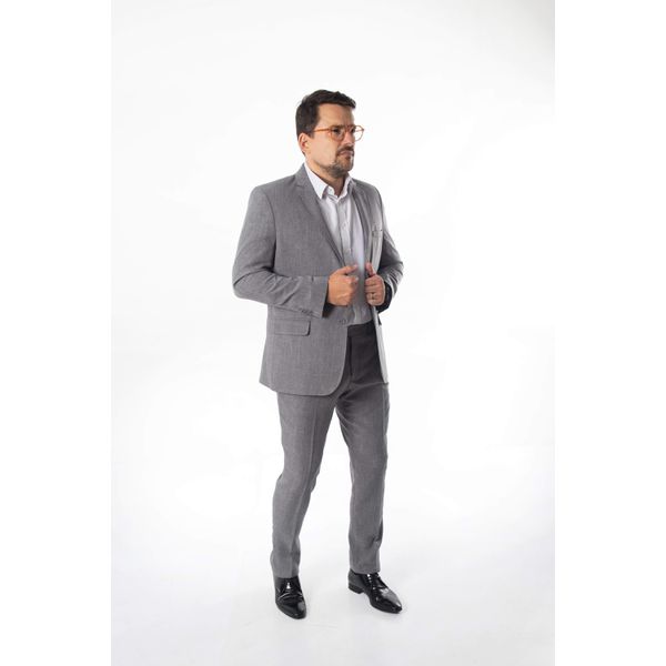 Costume Cinza Mescla Slim em Microfibra - King Ternos