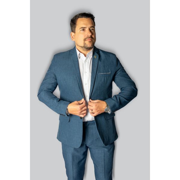 Costume Azul Acinzentado Slim em Microfibra - King Ternos