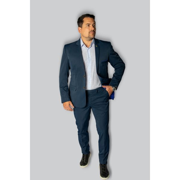Costume Azul Tecnologico Slim em Poliviscose - King Ternos