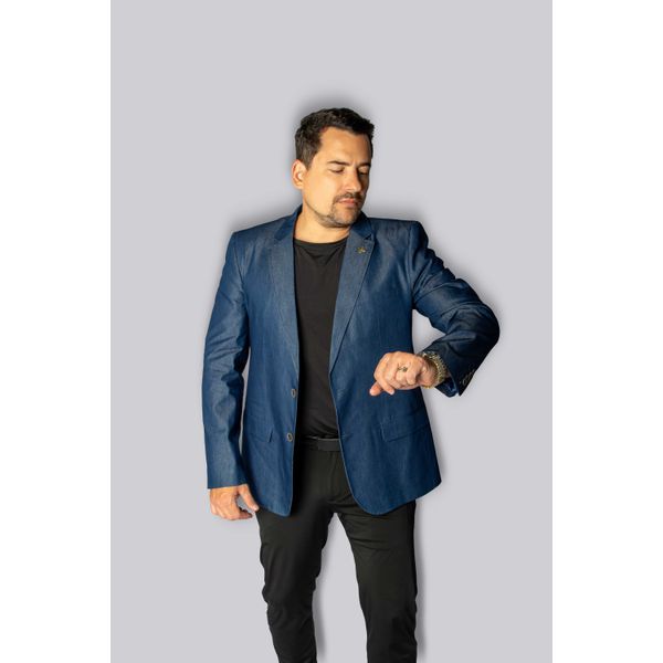 Blazer Veneza Jeans Slim em Poliviscose - King Ternos