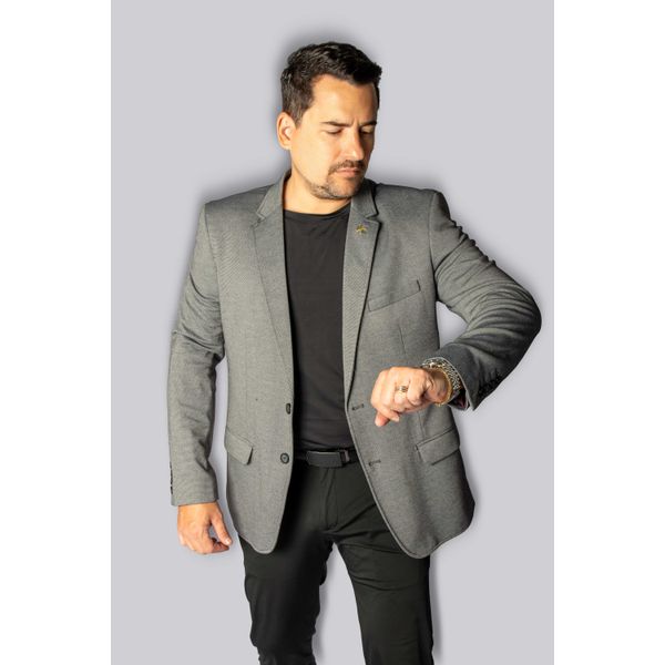 Blazer Veneza Cinza Slim em Moletinho - King Ternos