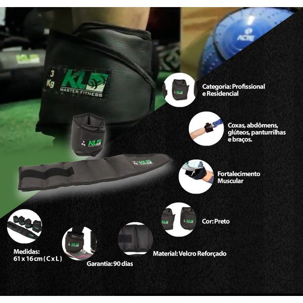 Kit Caneleira de Peso 1kg 2kg 3kg KL Master Fitness
