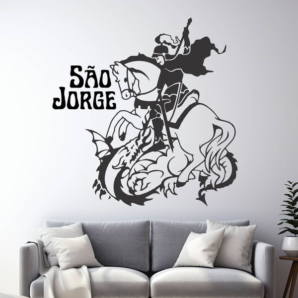 Adesivo de Parede - São Jorge: Fé, Coragem e Proteção!