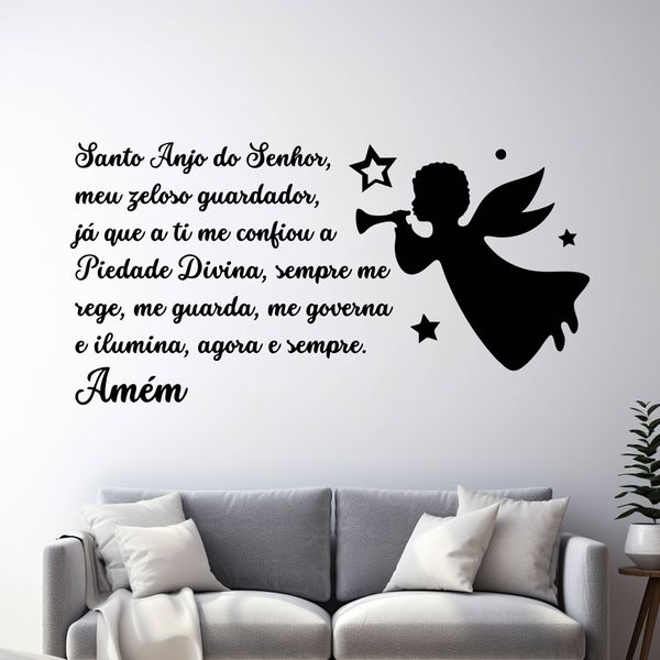 Adesivo de Parede - Anjo da Guarda: Proteção, Luz e Cuidado Celestial!