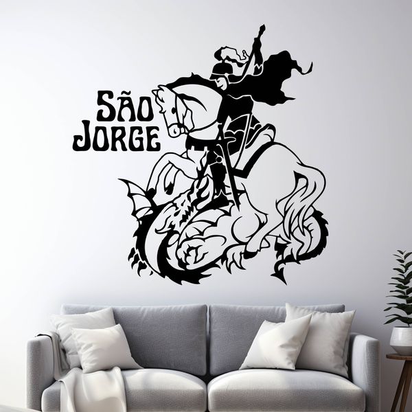 Adesivo de Parede - São Jorge: Fé, Coragem e Proteção!