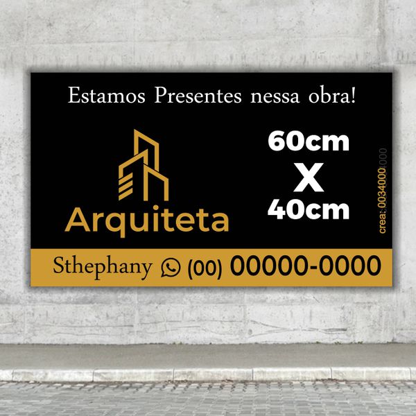 Placa Arquiteta 60X40cm - 4uni - PAK01 - KRadesivos 