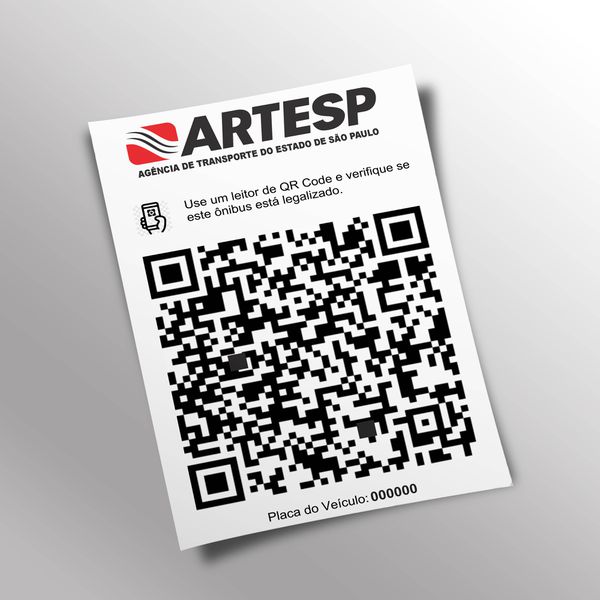 Adesivo Artesp obrigatório QRcode - AAOQC01 - KRadesivos 