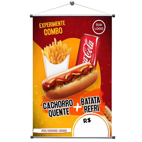 Banner Combo Hot Dog, Batata e Refri