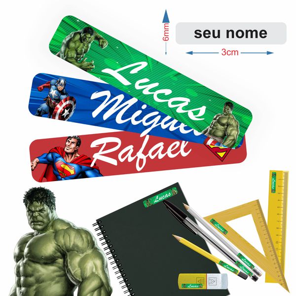 Kit Etiqueta Escolar Personalizada Heróis - ETH-01 - KRadesivos 
