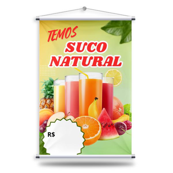 Banner Suco Natural + Suporte Grátis Para Pendurar... - KRadesivos 