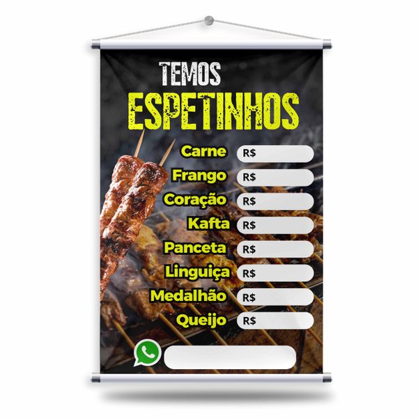 Banner Espetinho Tabela De Preço + Suporte Grátis ... - KRadesivos 