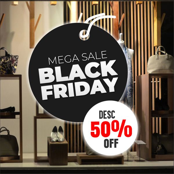 Adesivo Vitrine Black friday Mega Sale 50 % OFF -... - KRadesivos 