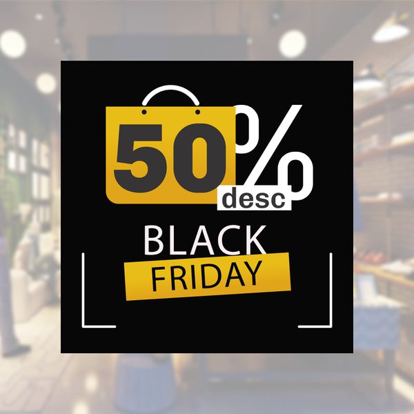 Adesivo Para Vitrine Black Friday 50% Desconto
