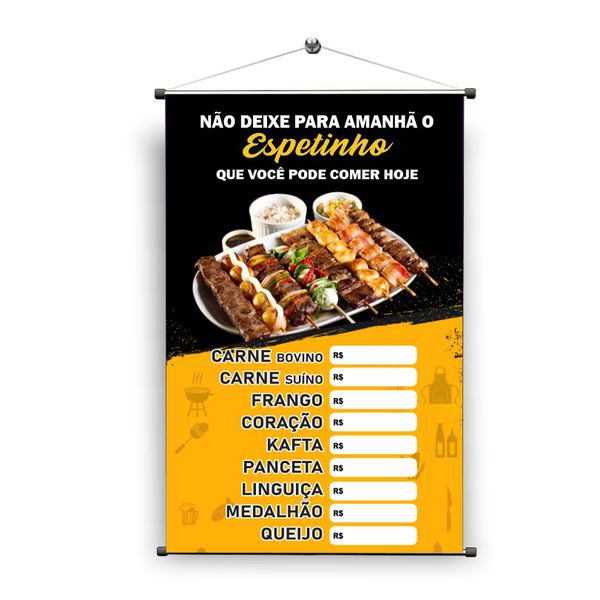 Banner Espetinho tabela de preço - B/ESP - KRadesivos 