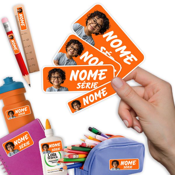 Etiqueta Escolar Personalizada com foto 109 unid -... - KRadesivos 