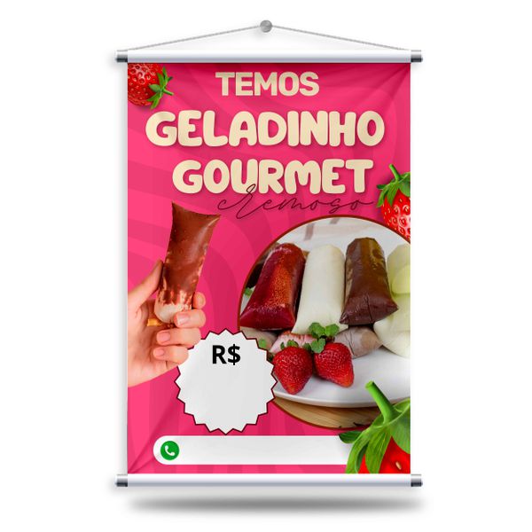 Banner Geladinho Gourmet + Grátis Suporte Para Pen... - KRadesivos 