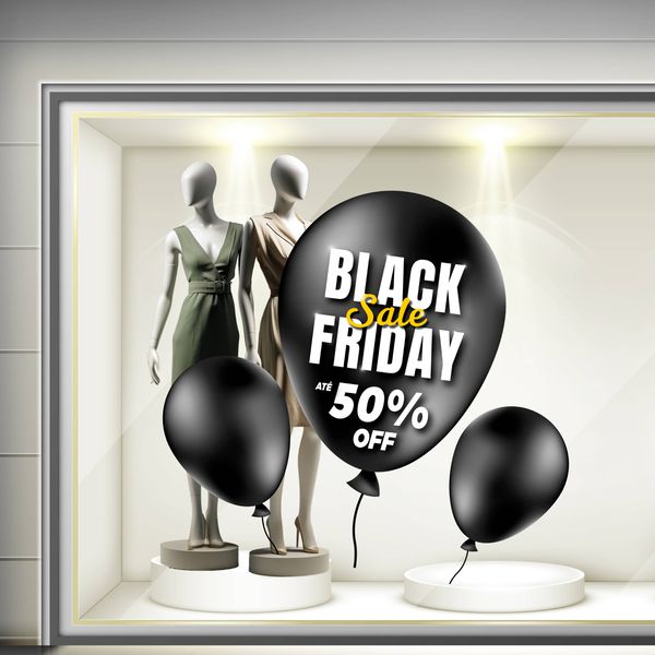 Adesivo Black friday Sale para vitrine 50 % OFF -... - KRadesivos 