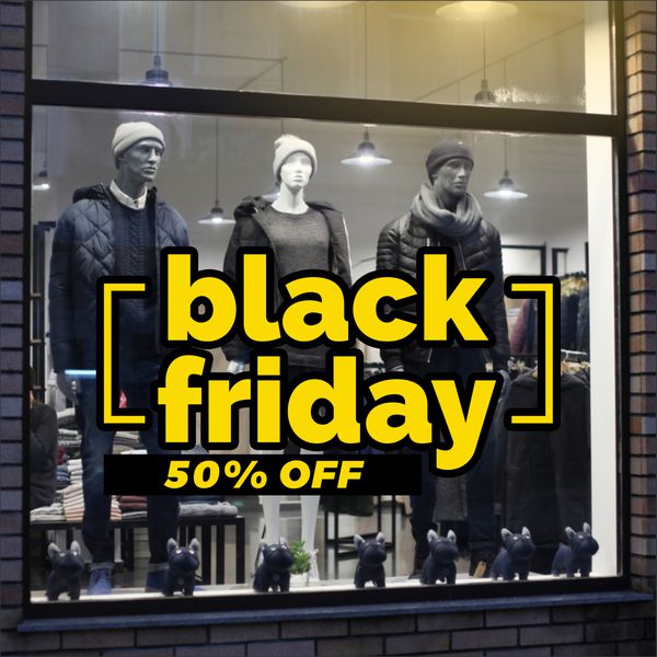 Adesivo Black Friday Para Vitrine 50 % OFF - ABFV... - KRadesivos 