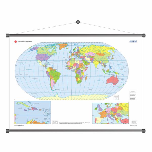 Banner Pedagógico Mapa Planisfério Político