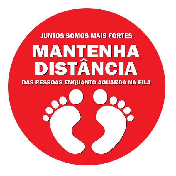 Adesivo Mantenha Distância Chão 20x20 Kit 50 Unid ... - KRadesivos 