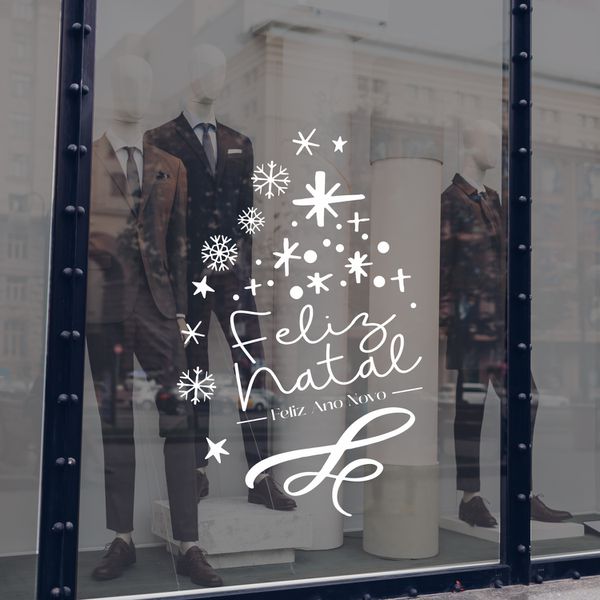 Adesivo Para Vitrine Feliz Natal Feliz Ano Novo