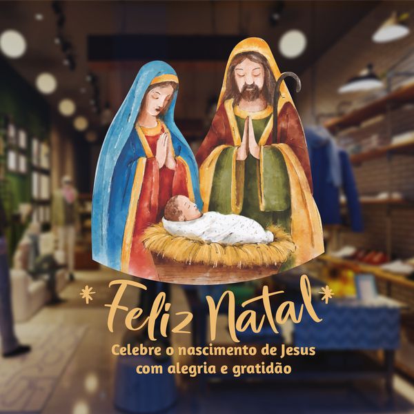 Adesivo Para Vitrine Feliz Natal - Jesus