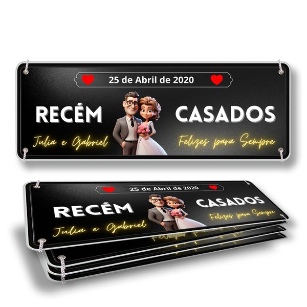 Placa de casamento noivos mod.5 - PCN08 - KRadesivos 