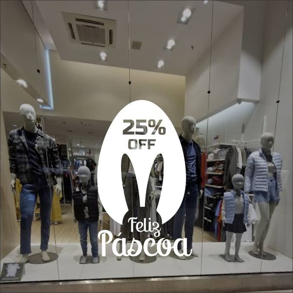 Adesivo Vitrine Feliz Páscoa 25% OFF - AP25 - KRadesivos 