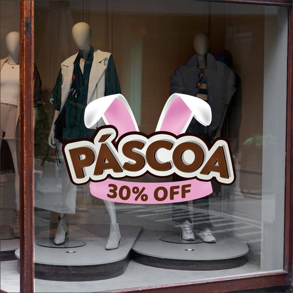 Adesivo Vitrine Páscoa 30% OFF - POF - KRadesivos 