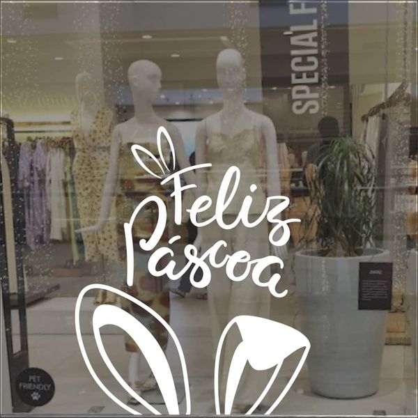 Adesivo Vitrine de Páscoa Orelha de Coelho - VOC - KRadesivos 