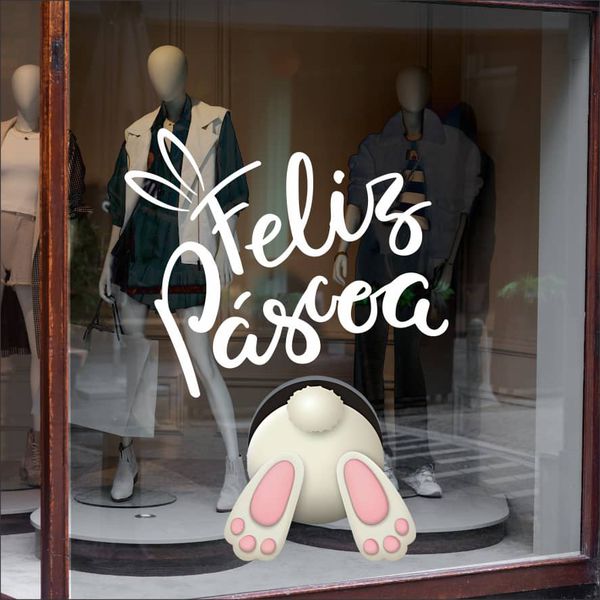 Adesivo Vitrine Coelhinho da Páscoa - VCP - KRadesivos 