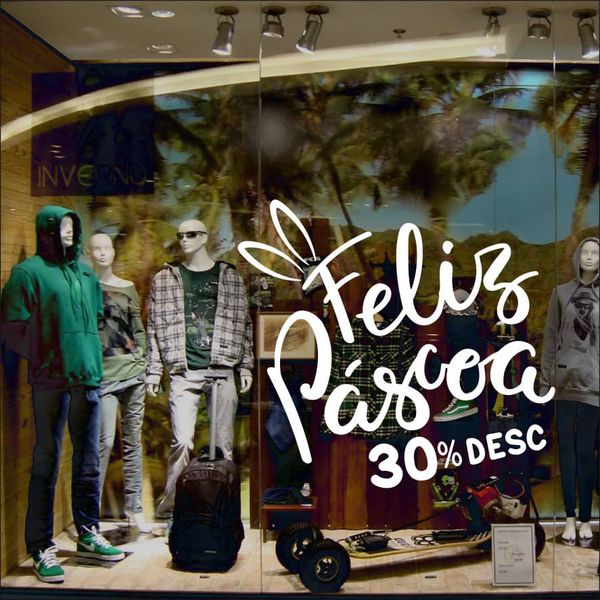 Adesivo Vitrine de Páscoa 30% Desconto - P3D - KRadesivos 
