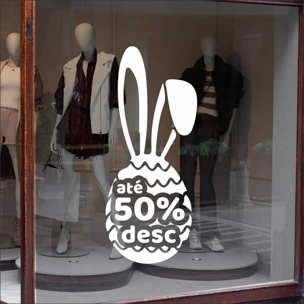 Adesivo Vitrine Ovo de Páscoa 50% de Desconto - AO... - KRadesivos 