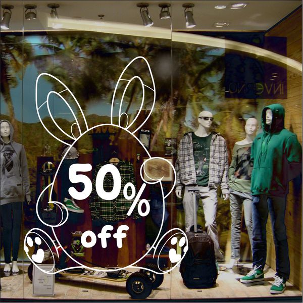 Adesivo Vitrine Páscoa 50% OFF - APO - KRadesivos 