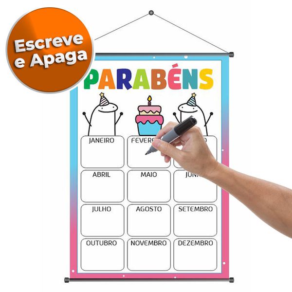 Banner Pedagógico Parabéns (Escreve e Apaga) - par... - KRadesivos 