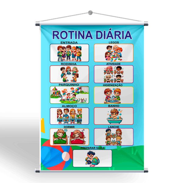Banners Pedagógico Rotina Diária + Grátis suporte para pendurar