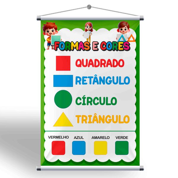 Facilite o aprendizado das crianças com nosso Banner Educativo de Formas e Cores! 