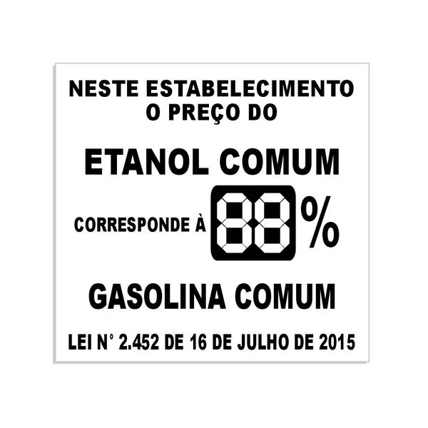 Placa Posto Porcentagem do Etanol